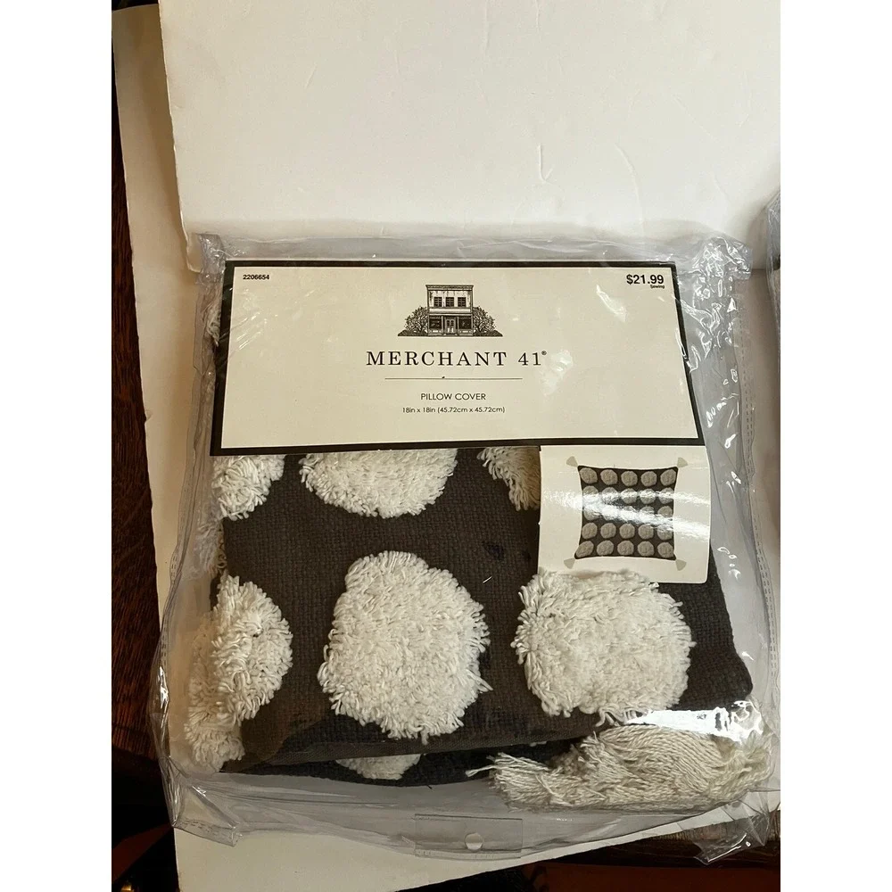 NEW Lot 3 Packs‎ Merchant 41 Pillow Cover Black White polkadots 18